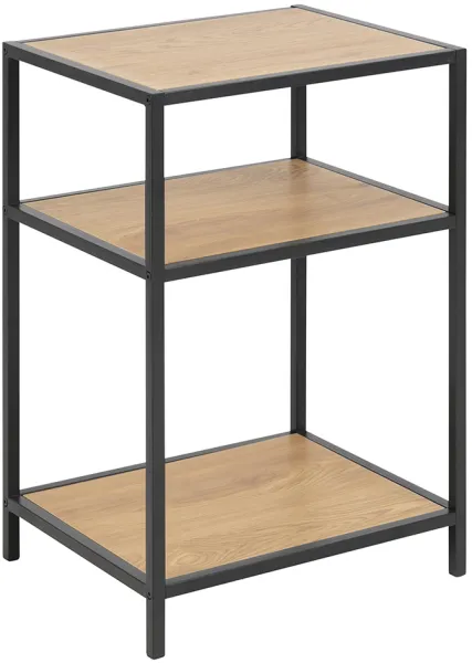 ACT NORDIC Seaford nattbord - natur/svart papir vill-eik/metall, m. 2 hyller
